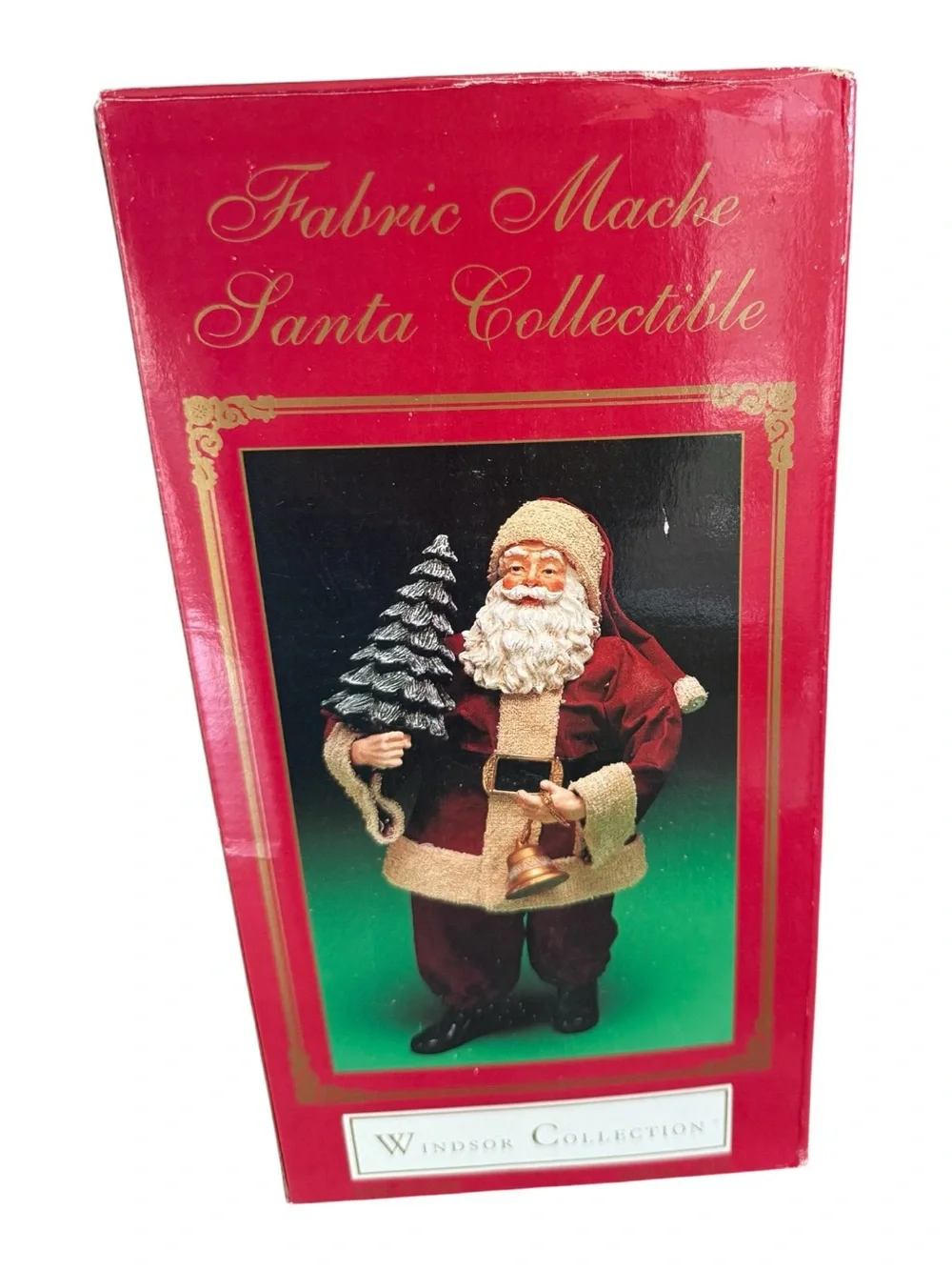 Windsor Collection Fabric Mache Santa 11” Christmas Tree Bell w Box
